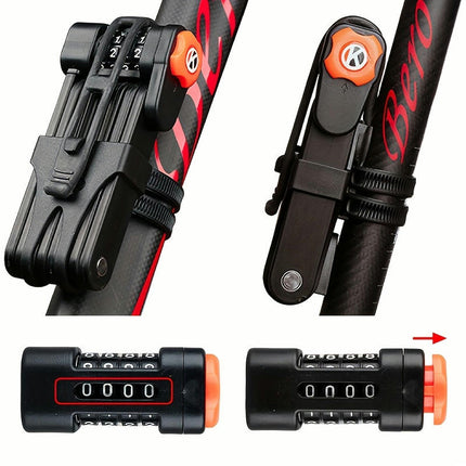 Portable 4-Digit Combination Bike Lock - Anti-Theft, Folding Design for Mountain & Road Bikes