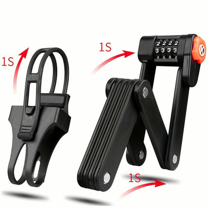 Portable 4-Digit Combination Bike Lock - Anti-Theft, Folding Design for Mountain & Road Bikes