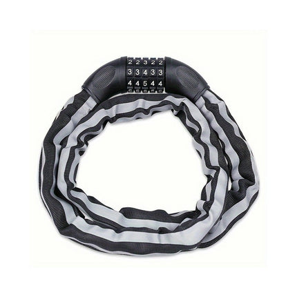 High Security Bike Lock, 5 Password Digital Security Anti-Theft Reflective Chain Lock For E-Bike