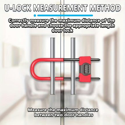 Heavy-Duty U-Shaped Red Combination Lock - Anti-Theft, Pry & Cut Resistant for Glass Doors, Bikes