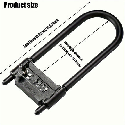 Bike Combination U Lock, Heavy Duty Bike Combination Lock for Bicycle Electric Scooter Motorcycles