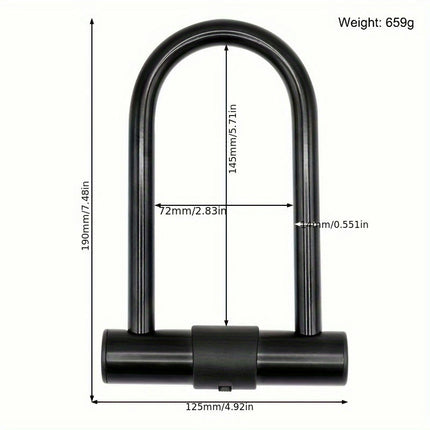 Anti-Theft Security Safe Pry Proof & Anti-smash Lock U Shaped Road Mountain Bicycle Key Lock