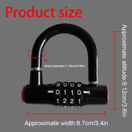 Combination U-Lock for Bicycles Anti-Theft Bike Lock Padlock for Bikes, Electric Scooters