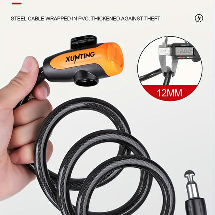 Heavy-Duty Bike Cable Lock With Key â€?Anti-Theft, Button Control, Secure Lock Cylinder