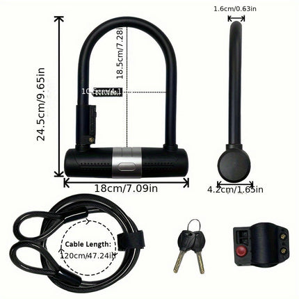 Bike U-lock - Bike Lock Heavy Duty Anti-theft For Mountain Bikes, E-bikes, Motorcycles, Scooters