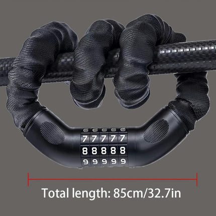 Heavy-Duty Anti-Theft Bicycle Chain Lock with Fabric Sleeve Suitable for Electric Bikes, Scooters, Road