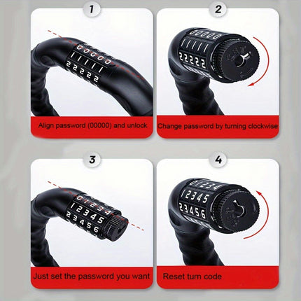 Heavy-Duty Anti-Theft Bicycle Chain Lock with Fabric Sleeve Suitable for Electric Bikes, Scooters, Road