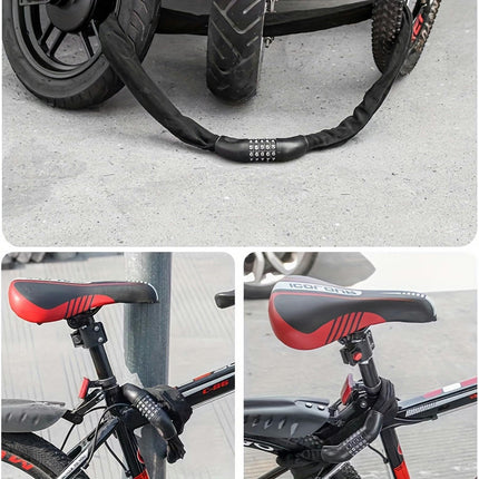 Heavy-Duty Anti-Theft Bicycle Chain Lock with Fabric Sleeve Suitable for Electric Bikes, Scooters, Road