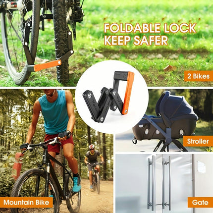 Foldable Bike Lock, Anti-Theft Mini Portable Lock, MTB Road Bicycle Scooter Chain Lock