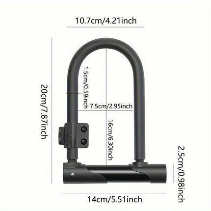 Durable U-Shaped Bike Lock - Waterproof & Rustproof, Ideal For Mountain Bikes, Motorcycles