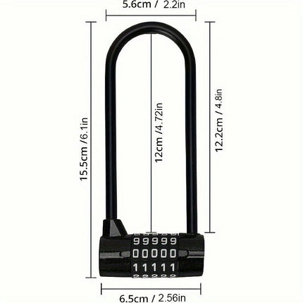 Combination Padlock - 5-Digit Resettable Code Waterproof, Ideal for Bikes, Gates,Storage Lockers