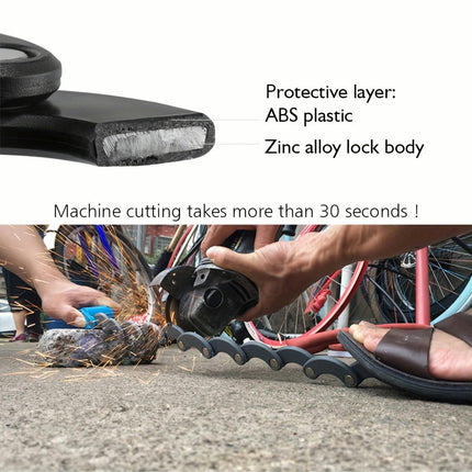 Bike Lock, Anti Theft Road Bike Lock Folding Lock, Hamburger Lock Mini Portable With Key