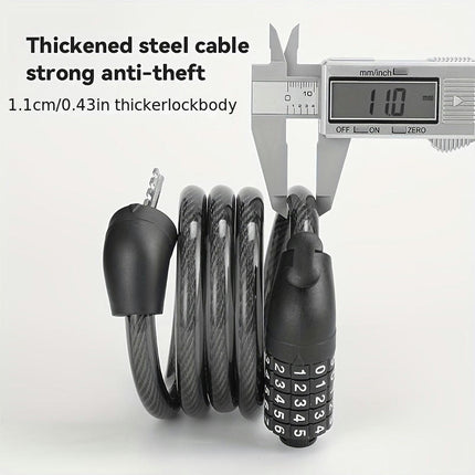 Stainless Steel Bike Lock with 4-Digit Combination - Portable Anti-Theft Chain for Mountain & Bikes