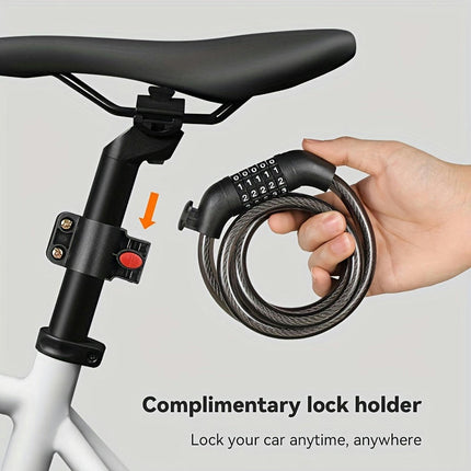 Stainless Steel Bike Lock with 4-Digit Combination - Portable Anti-Theft Chain for Mountain & Bikes