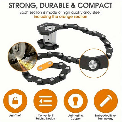 Foldable Lock Bicycle Lock With Keys Security Anti-Theft Road Bike Chain Lock