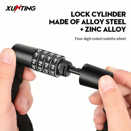 1pc Heavy Duty Anti-Theft Bicycle Chain Lock, 4-Digit Resettable Combination LockIdeal For MTB, Road