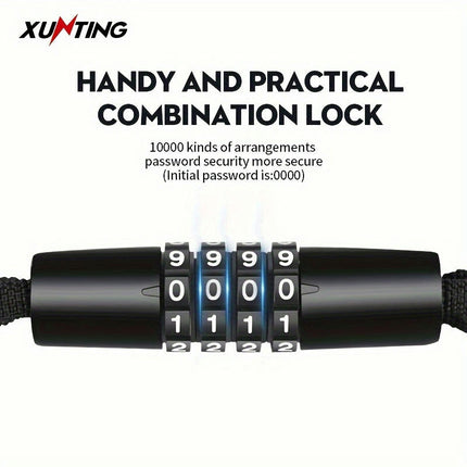 1pc Heavy Duty Anti-Theft Bicycle Chain Lock, 4-Digit Resettable Combination LockIdeal For MTB, Road