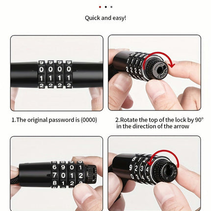 1pc Heavy Duty Anti-Theft Bicycle Chain Lock, 4-Digit Resettable Combination LockIdeal For MTB, Road