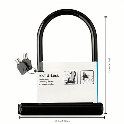 Stainless Steel U-Lock Bike U-Lock with Key, Anti-Theft Bicycle Lock for Mountain Bikes