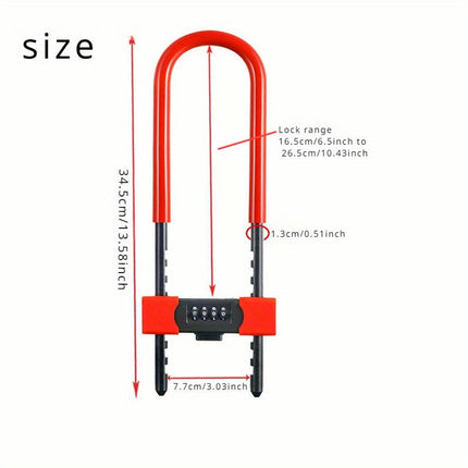 1PC Combination U-Lock Padlock for Bicycle, Electric Motorcycle, Glass Door, and Gate Security