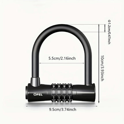 1pc U-shaped Bold Password Lock With Four-digit Password, Suitable For Bicycles, Motorcycles, And Doors