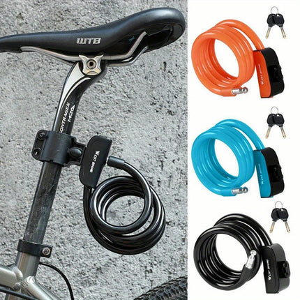 Heavy-Duty Bike Lock with Dual Keys - Anti-Theft Security Cable for MTB, Road & Motorcycle Cycling