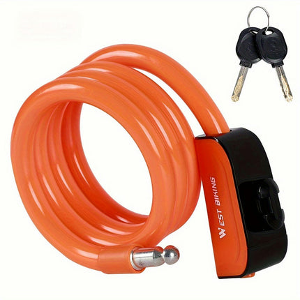 Heavy-Duty Bike Lock with Dual Keys - Anti-Theft Security Cable for MTB, Road & Motorcycle Cycling