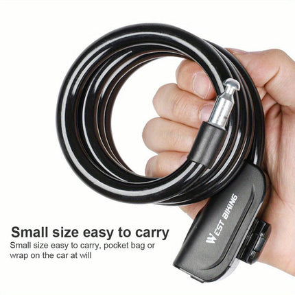 Heavy-Duty Bike Lock with Dual Keys - Anti-Theft Security Cable for MTB, Road & Motorcycle Cycling