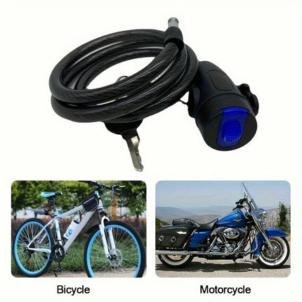 Bicycle Cable Lock With 2 Keys Universal Anti-Theft Safety Lock For Bike And Motorcycle