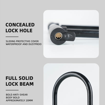 Bicycle U Lock, Wheel Lock, Anti-Theft Safety Motorcycle Scooter Cycling Lock Bicycle Accessories