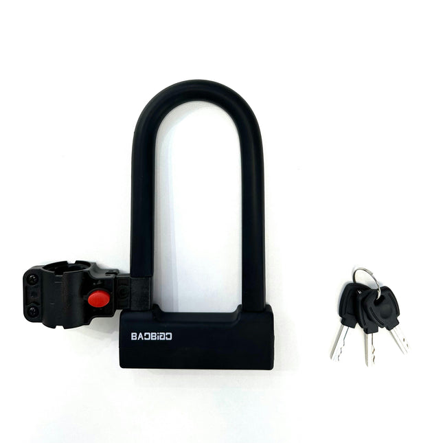 U-Lock Bike Lock, Silicone Covered Iron U-Shaped Anti-Theft with Button Controller, Includes Keys