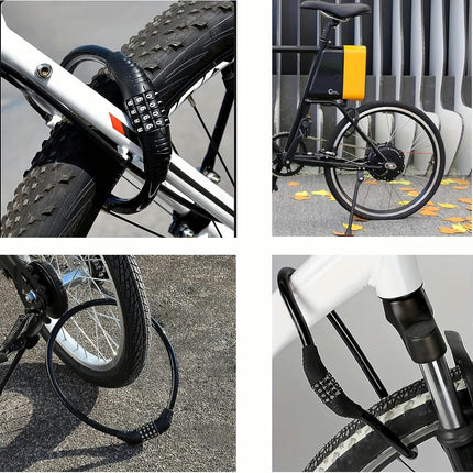 Combination Bicycle Steel Cable Lock, 4-digit Safety Resettable Steel Cable Lock,Anti-theft Lock