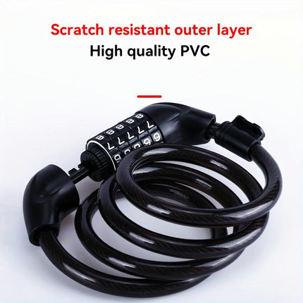 Bike Lock With 5-Digit Combination Resettable Code Lock For Motorcycles, Electric & Bicycles