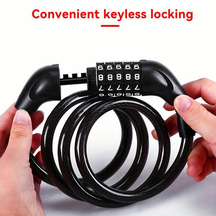 Bike Lock With 5-Digit Combination Resettable Code Lock For Motorcycles, Electric & Bicycles