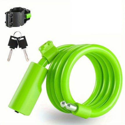 Anti-Theft Bike Cable Lock with Keys & Mounting Bracket for Bicycles, Motorcycles, Scooters