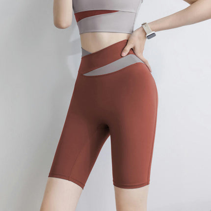 Athletic Shorts Women's High Waisted Butt Lifting Fitness Colorblock Running Yoga Pants