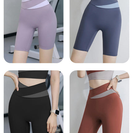 Athletic Shorts Women's High Waisted Butt Lifting Fitness Colorblock Running Yoga Pants