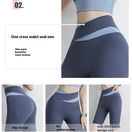 Athletic Shorts Women's High Waisted Butt Lifting Fitness Colorblock Running Yoga Pants