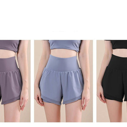 2 in 1 Athletic Shorts for Women Biker High Waisted Gym Workout Short with Side Pockets