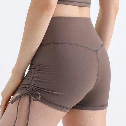 Athletic Booty Shorts for Women Drawstring Adjustment High Waist Yoga Shorts