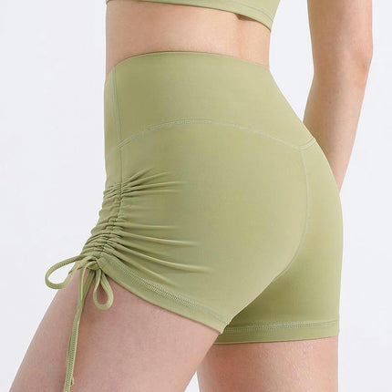 Athletic Booty Shorts for Women Drawstring Adjustment High Waist Yoga Shorts