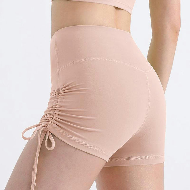 Athletic Booty Shorts for Women Drawstring Adjustment High Waist Yoga Shorts