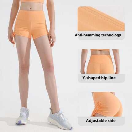 Athletic Booty Shorts for Women Drawstring Adjustment High Waist Yoga Shorts