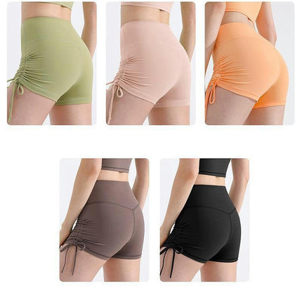 Athletic Booty Shorts for Women Drawstring Adjustment High Waist Yoga Shorts