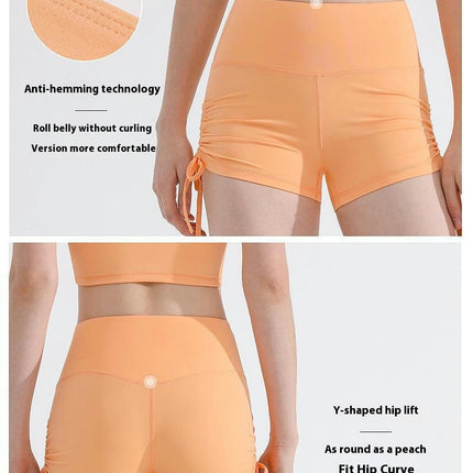 Athletic Booty Shorts for Women Drawstring Adjustment High Waist Yoga Shorts