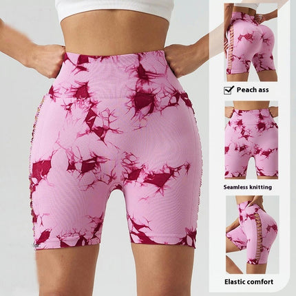 Women's Seamless Tie-Dye Skinny Butt Lifting High Waist Gym Shorts