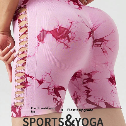 Women's Seamless Tie-Dye Skinny Butt Lifting High Waist Gym Shorts