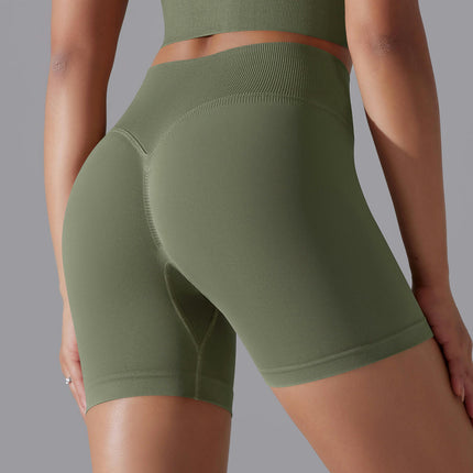 Workout Biker Shorts Women - High Waisted Ribbed Tummy Control Booty Yoga Shorts