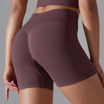 Workout Biker Shorts Women - High Waisted Ribbed Tummy Control Booty Yoga Shorts