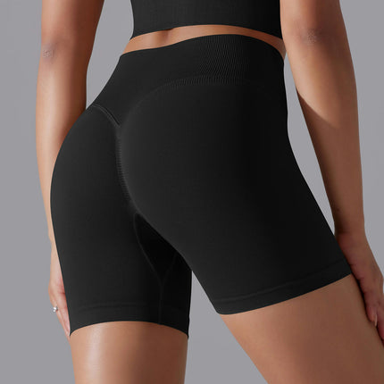 Workout Biker Shorts Women - High Waisted Ribbed Tummy Control Booty Yoga Shorts